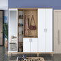 Hanah Home EA131 - 2801 Recibidor de Entrada Nogal y Blanco 180x198.6x37.5cm Mueble Organizador para Hogar